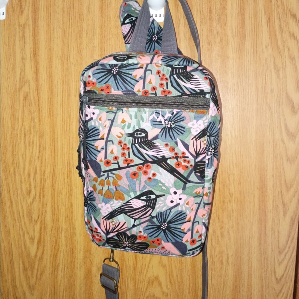Chic Bird Print Backpack - Multicolor - image 2